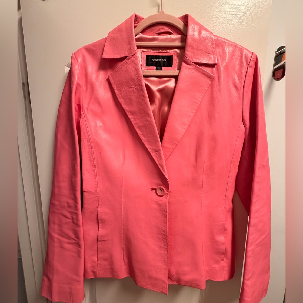 Coldwater Creek Vibrant Pink 100% Leather Blazer